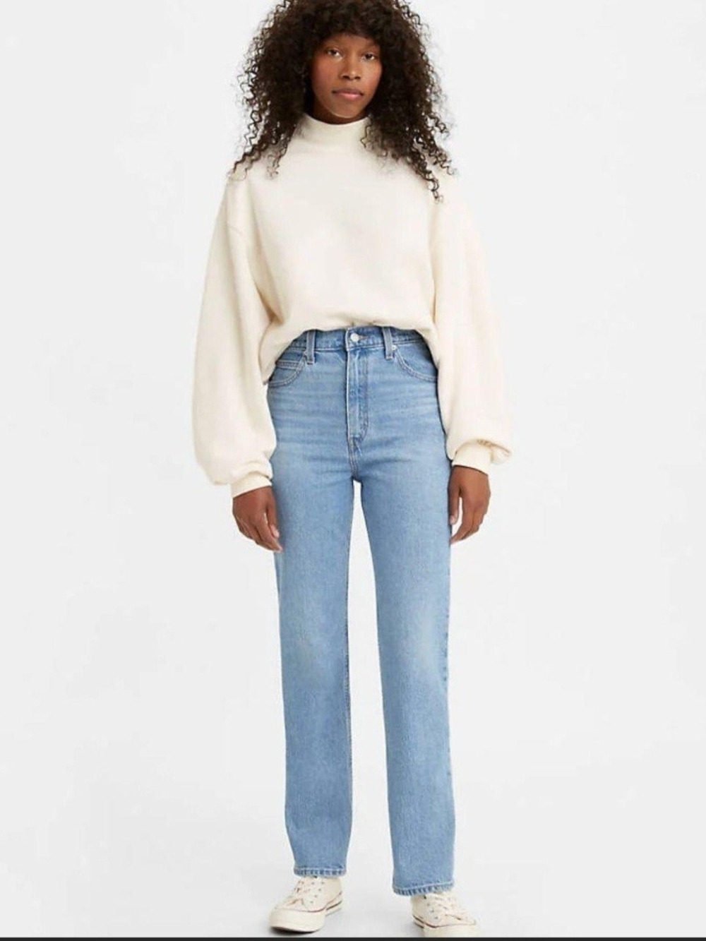 70s High-Rise Straight Jeans in Light Blue